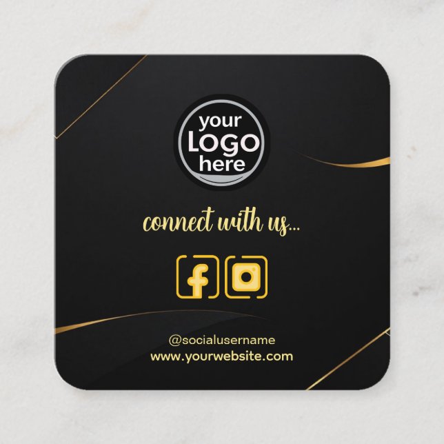 Personalised Logo, Social Links & QR Code Square Business Card (Front)