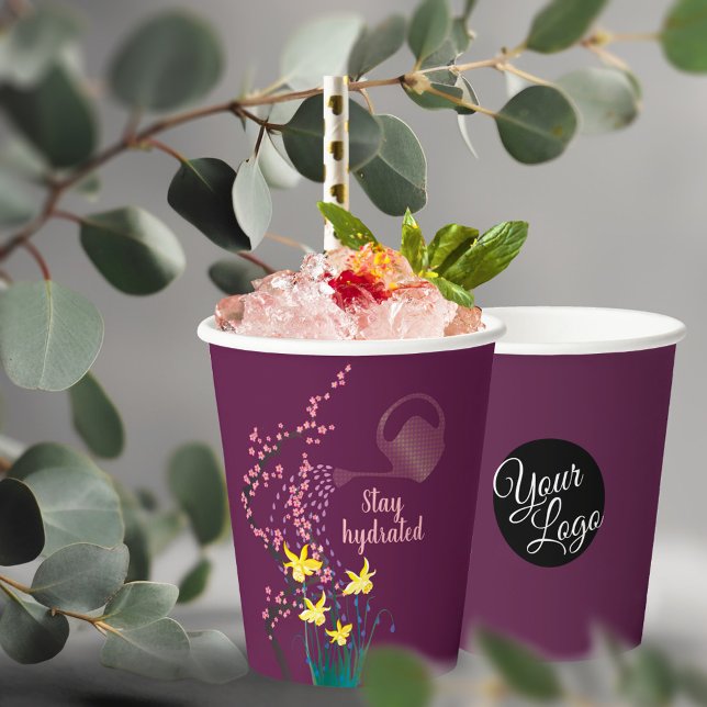 Personalised Logo Stay Hydrated Cute Professional Paper Cups (Creator Uploaded)