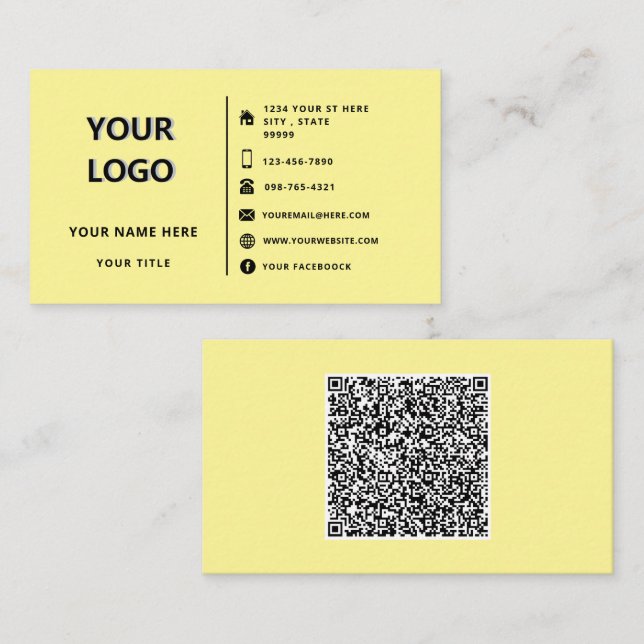 Personalised Logo Text QR Code Info Business Card (Front/Back)