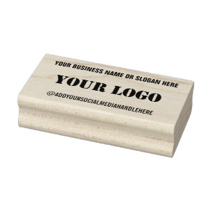 Personalised Logo Text Social Media Rubber Stamp