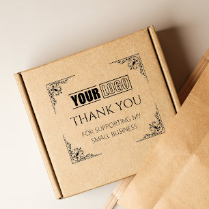 Personalised Logo Vintage Border Thank You Rubber Stamp
