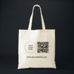 Personalised Logo Website Address Template QR Code Tote Bag<br><div class="desc">Add Your QR Code Website Address Business Company Logo Here Elegant Modern Promotional Template Shopping Natural Budget Tote Bag.</div>