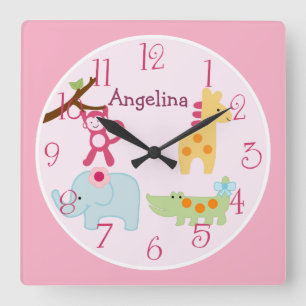 Personalised Lollipop Jungle Animals Nursery Clock