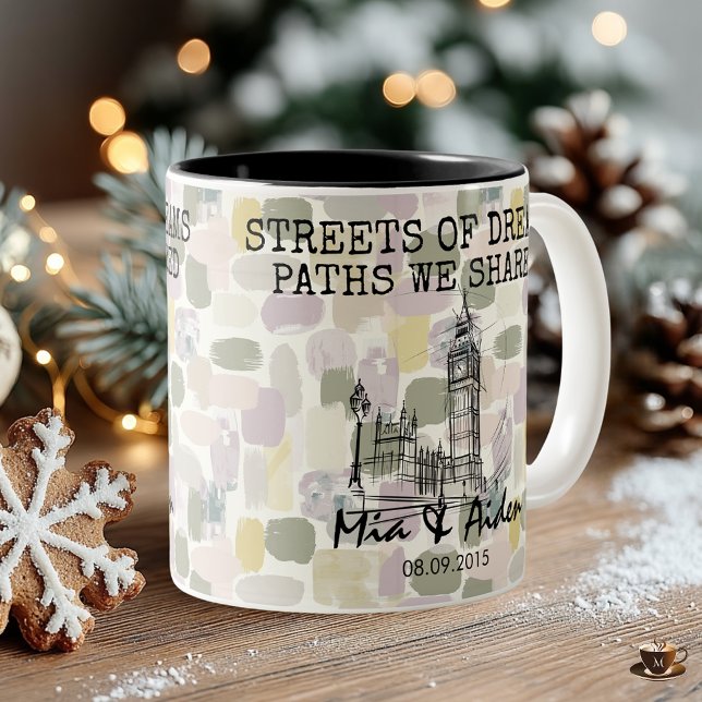Personalised London Memory  - Line Art Landmark Two-Tone Coffee Mug (Creator Uploaded)