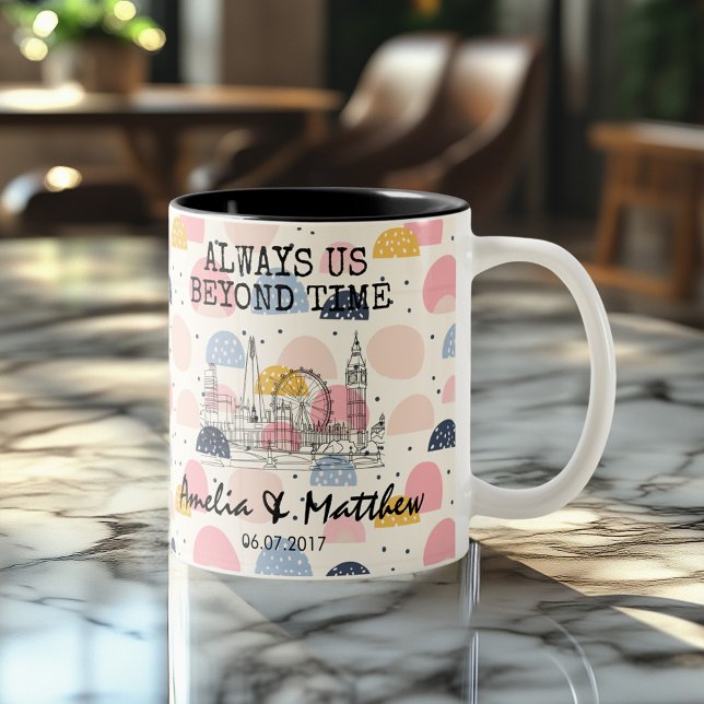 Personalised London Memory - Line Art Landmark Two-Tone Coffee Mug (Creator Uploaded)