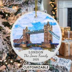 Personalised London Ornament, England Ceramic Tree Decoration