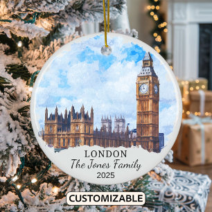 Personalised London Ornament, England Ceramic Tree Decoration