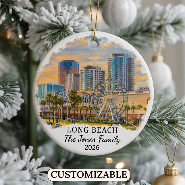 Personalised Long Beach Ornament Custom California (Creator Uploaded)