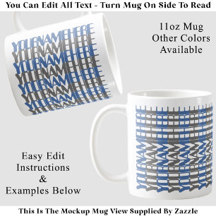 Personalised Long Custom Name Blue Hidden Message  Coffee Mug
