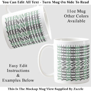Personalised Long Custom Name Green Hidden Message Coffee Mug