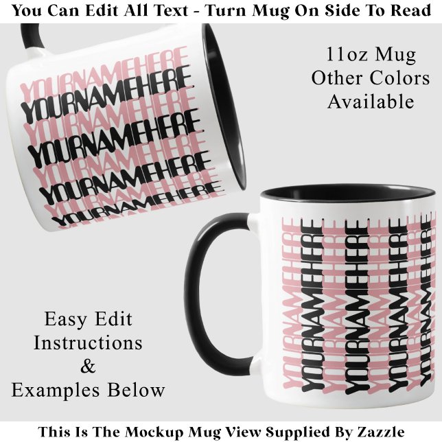Personalised Long Custom Name Pink Hidden Message Mug (Creator Uploaded)