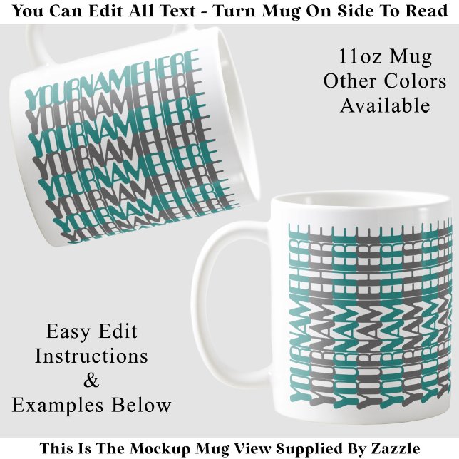 Personalised Long Custom Name Teal Hidden Message Coffee Mug (Creator Uploaded)