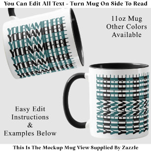 Personalised Long Custom Name Teal Hidden Message Mug