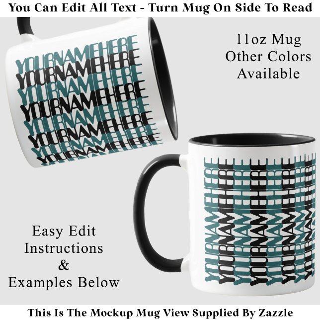 Personalised Long Custom Name Teal Hidden Message Mug (Creator Uploaded)