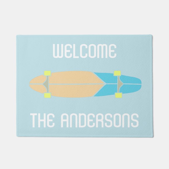 Personalised Longboard Skateboard Skateboarders Doormat (Front)