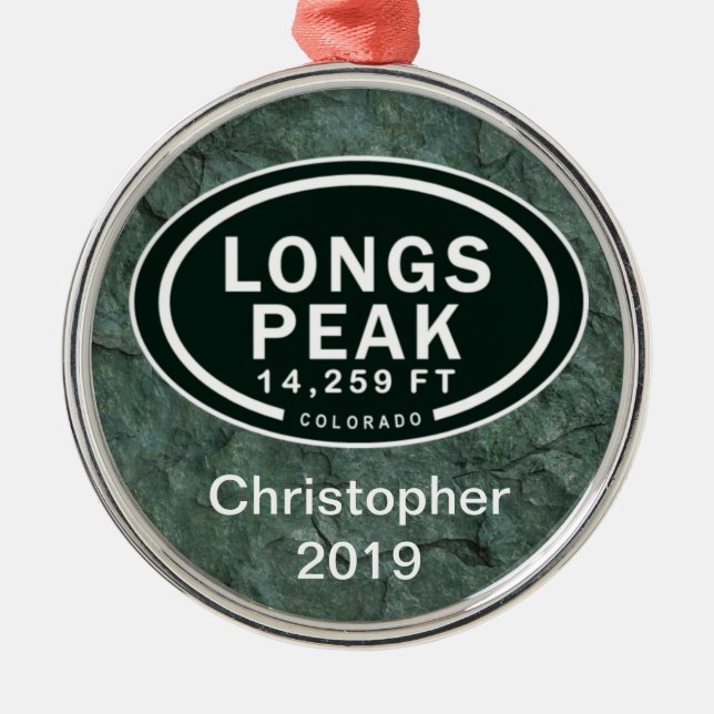 Personalised Longs Peak CO Mountain Ornament (Front)