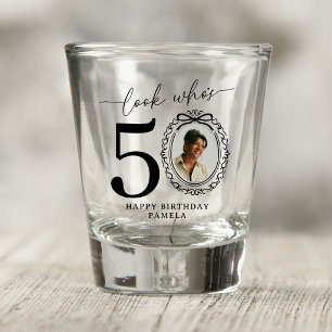 Personalised Look Who's 50 Photo Birthday Shot Glass