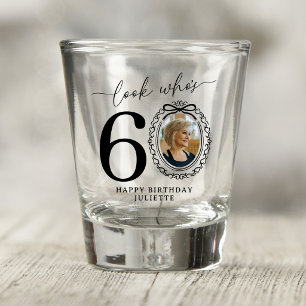 Personalised Look Who's 60 Photo Birthday Shot Glass