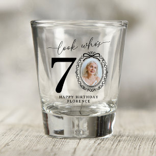 Personalised Look Who's 70 Photo Birthday Shot Glass