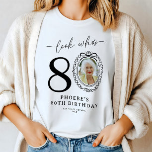 Personalised Look Who's 80 Photo Birthday T-Shirt Tri-Blend Shirt