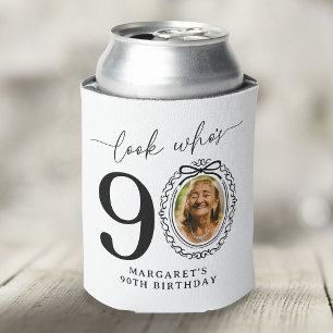 Personalised Look Who's 90 Photo Birthday Can Cooler