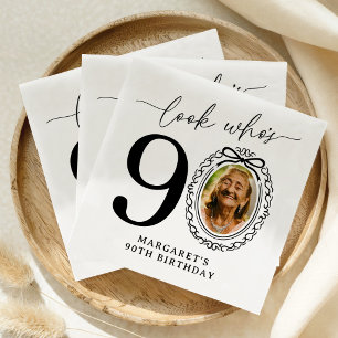 Personalised Look Who's 90 Photo Birthday Napkins