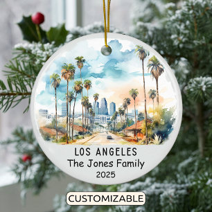 Personalised Los Angeles Ornament, California Ceramic Tree Decoration