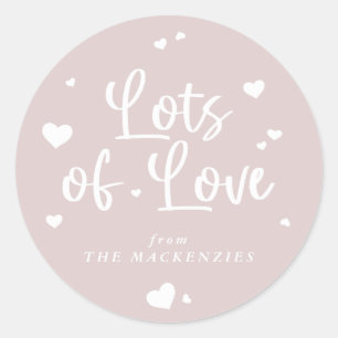 Personalised Lots of Love Valentine Hearts Classic Round Sticker