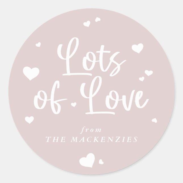 Personalised Lots of Love Valentine Hearts Classic Round Sticker (Front)