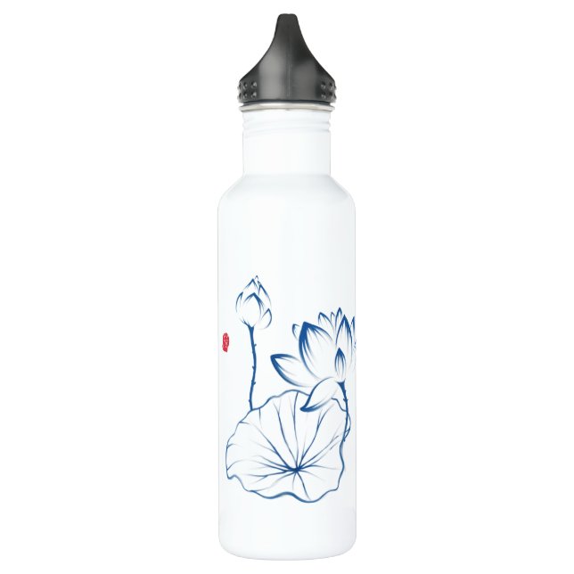 Personalised Lotus Chinoiserie Name Monogram 710 Ml Water Bottle (Left)