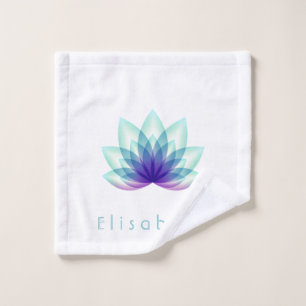 Personalised Lotus Flower Green Blue Wash Cloth