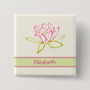 Personalised. Lotus Flower / Water Lily 15 Cm Square Badge