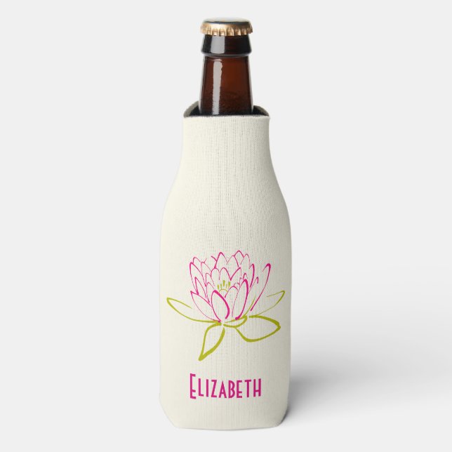 Personalised Lotus Flower / Water Lily Bottle Cooler (Bottle Front)