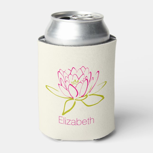 Personalised Lotus Flower / Water Lily Can Cooler (Can Front)