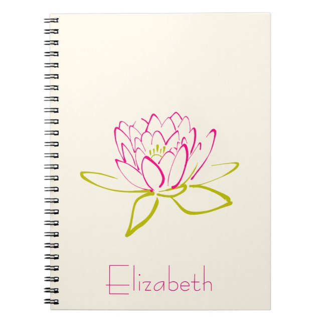 Personalised Lotus Flower / Water Lily Notebook (Front)