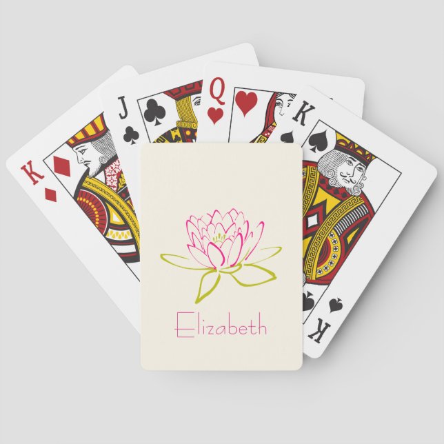 Personalised Lotus Flower / Water Lily Playing Cards (Back)