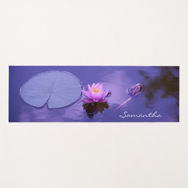 Personalised Lotus Flower Zen Purple Lake Yoga Mat (Front (Horizontal))