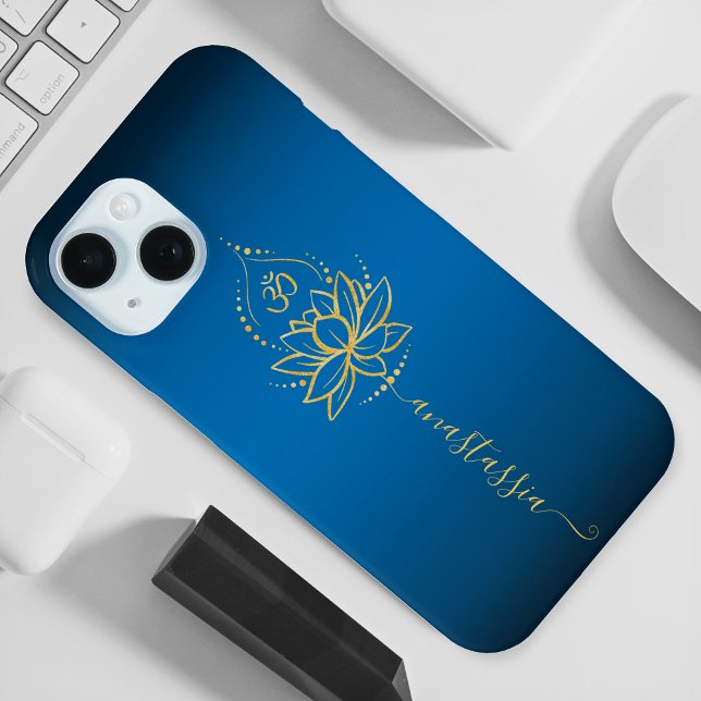 Personalised Lotus & Om – Custom Name Minimalist Case-Mate iPhone Case (Creator Uploaded)