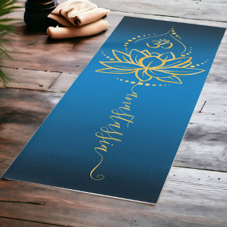 Personalised Lotus & Om – Custom Name Minimalist Yoga Mat