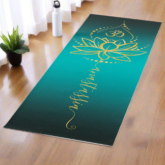 Personalised Lotus & Om – Custom Name Minimalist Yoga Mat