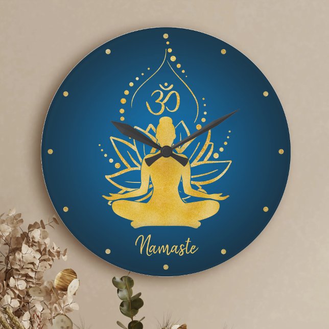  Personalised Lotus & Om Yoga Namaste Custom Name Large Clock (Creator Uploaded)