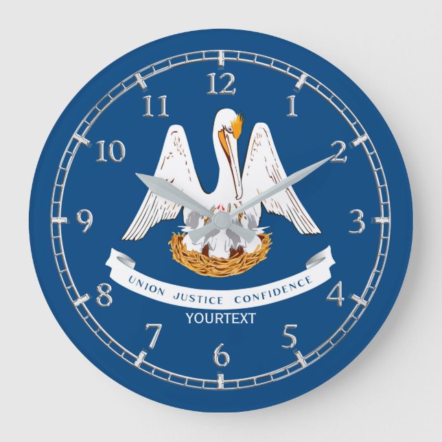 Personalised Louisiana State Flag Design on Large Clock (Front)
