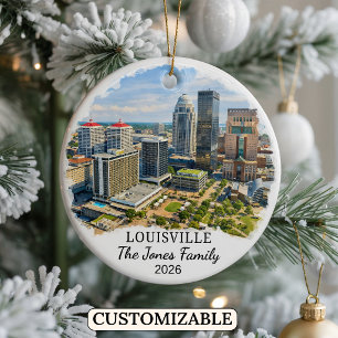 Personalised Louisville Ornament, Custom Kentucky Ceramic Tree Decoration