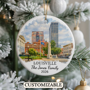 Personalised Louisville Ornament, Custom Kentucky Ceramic Tree Decoration