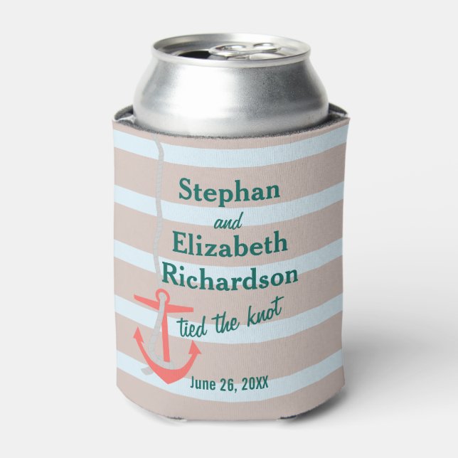 Personalised Love Beachy Anchor Can Cooler (Can Front)