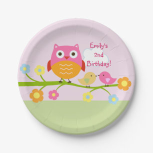 Personalised Love Birds and Owl Party Plates