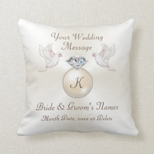 Personalised, Love Birds Gifts, Wedding Cushion