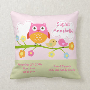 Personalised "Love Birds & Owl with dots" Pillow