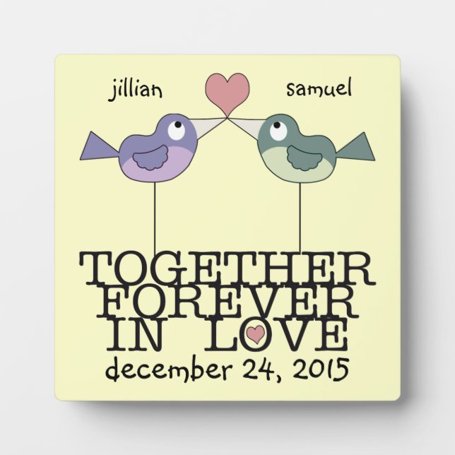 Personalised Love Birds-Together Forever Plaque (Front)