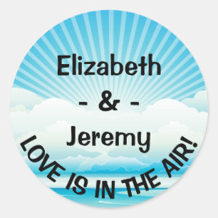 Personalised Love Blue Nautical Wedding Classic Round Sticker
